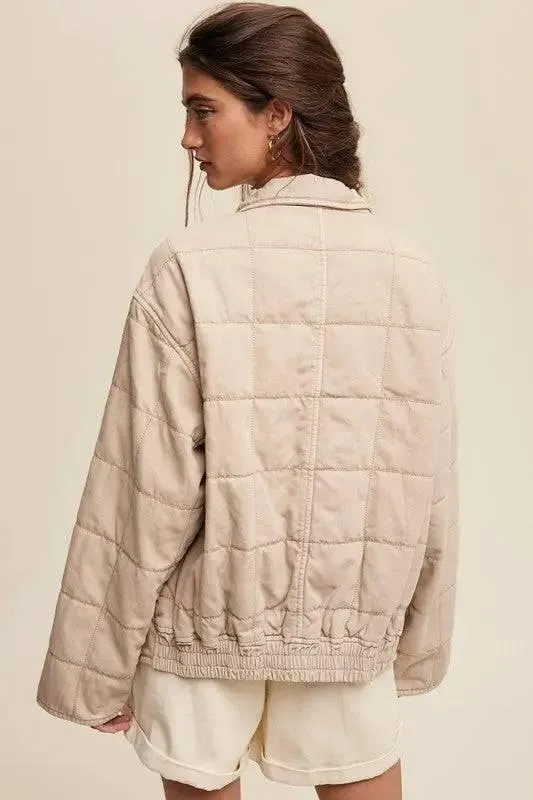 Quilted denim zip jacket