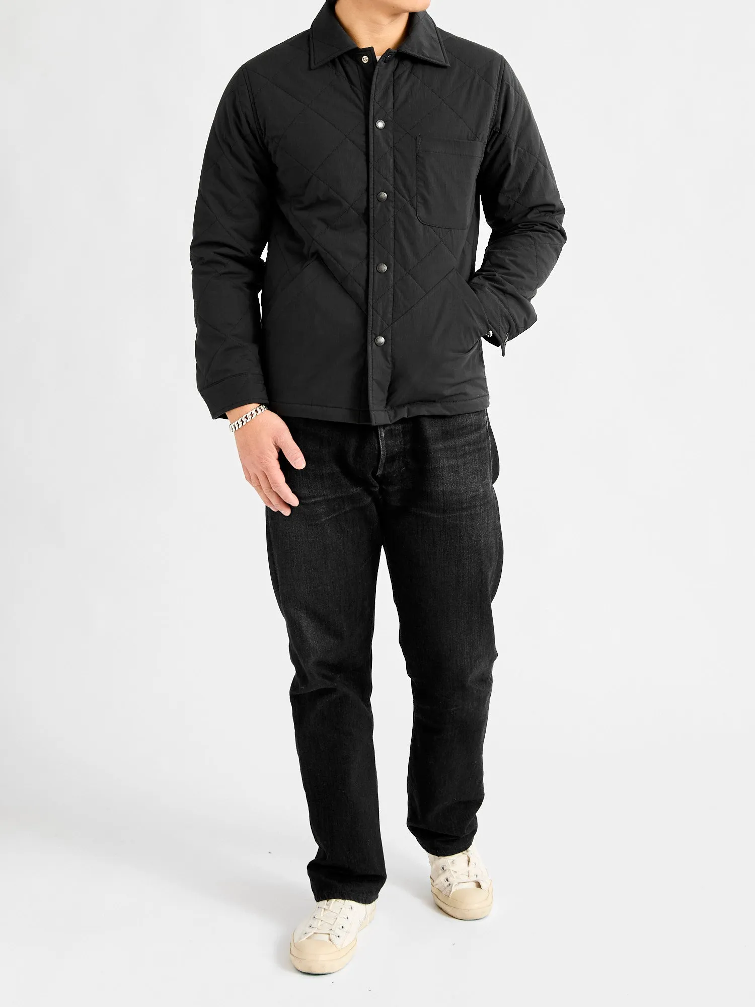 Quilted Overshirt Jacket in Black