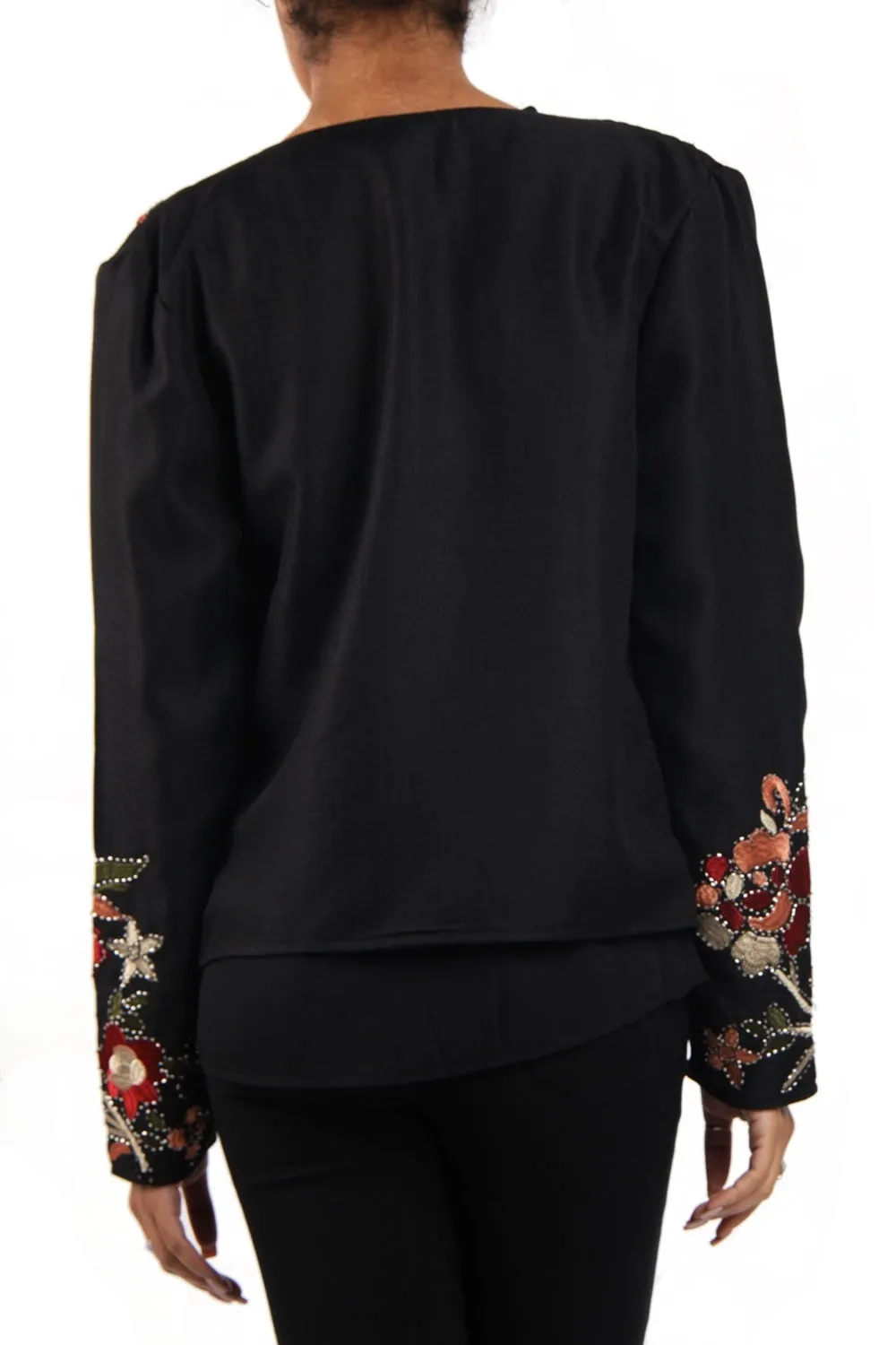 Red Embroidered Floral Design Jacket