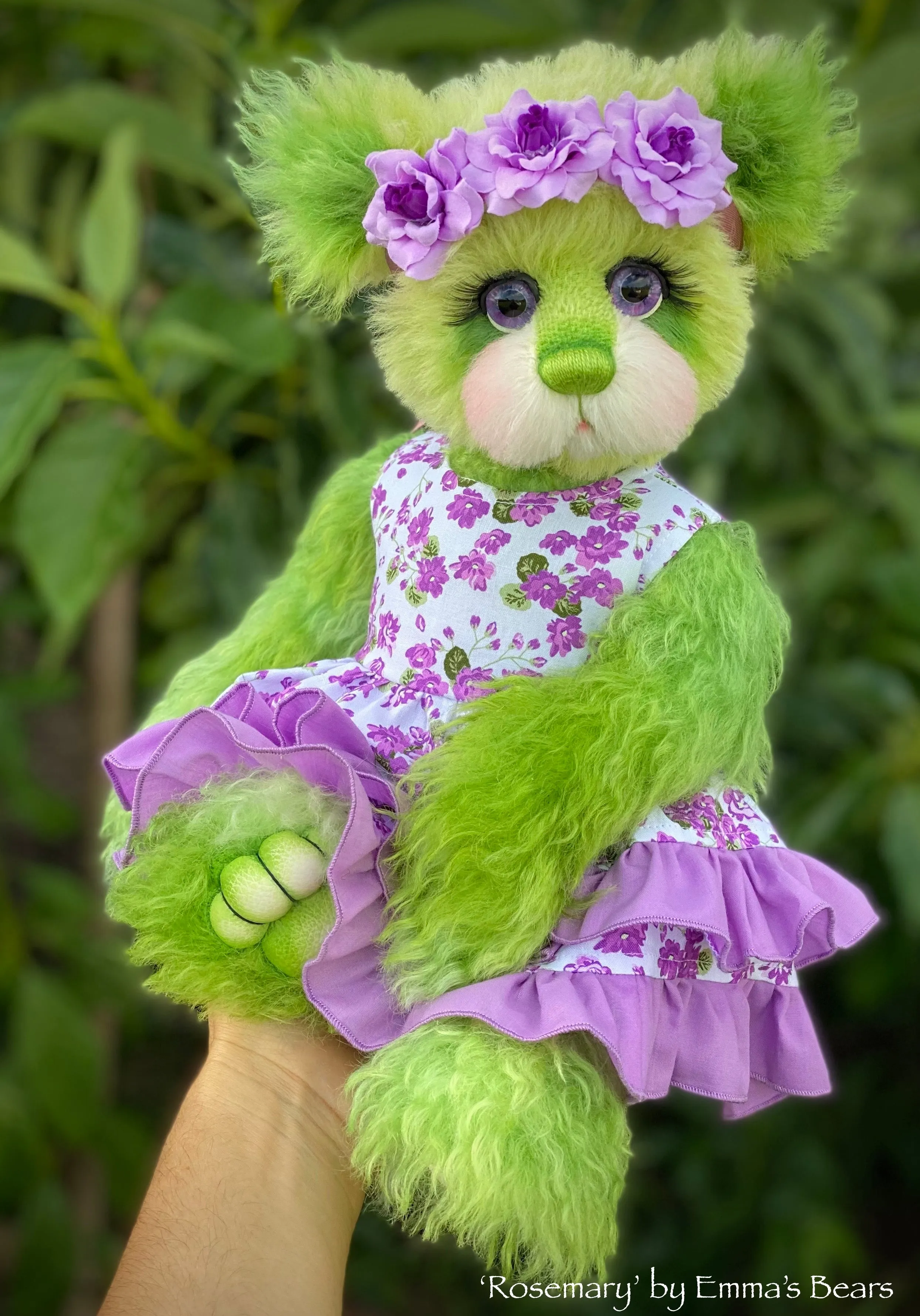 Rosemary - 16" Hand-dyed Curlylocks and Alpaca artist bear by Emma's Bears - OOAK