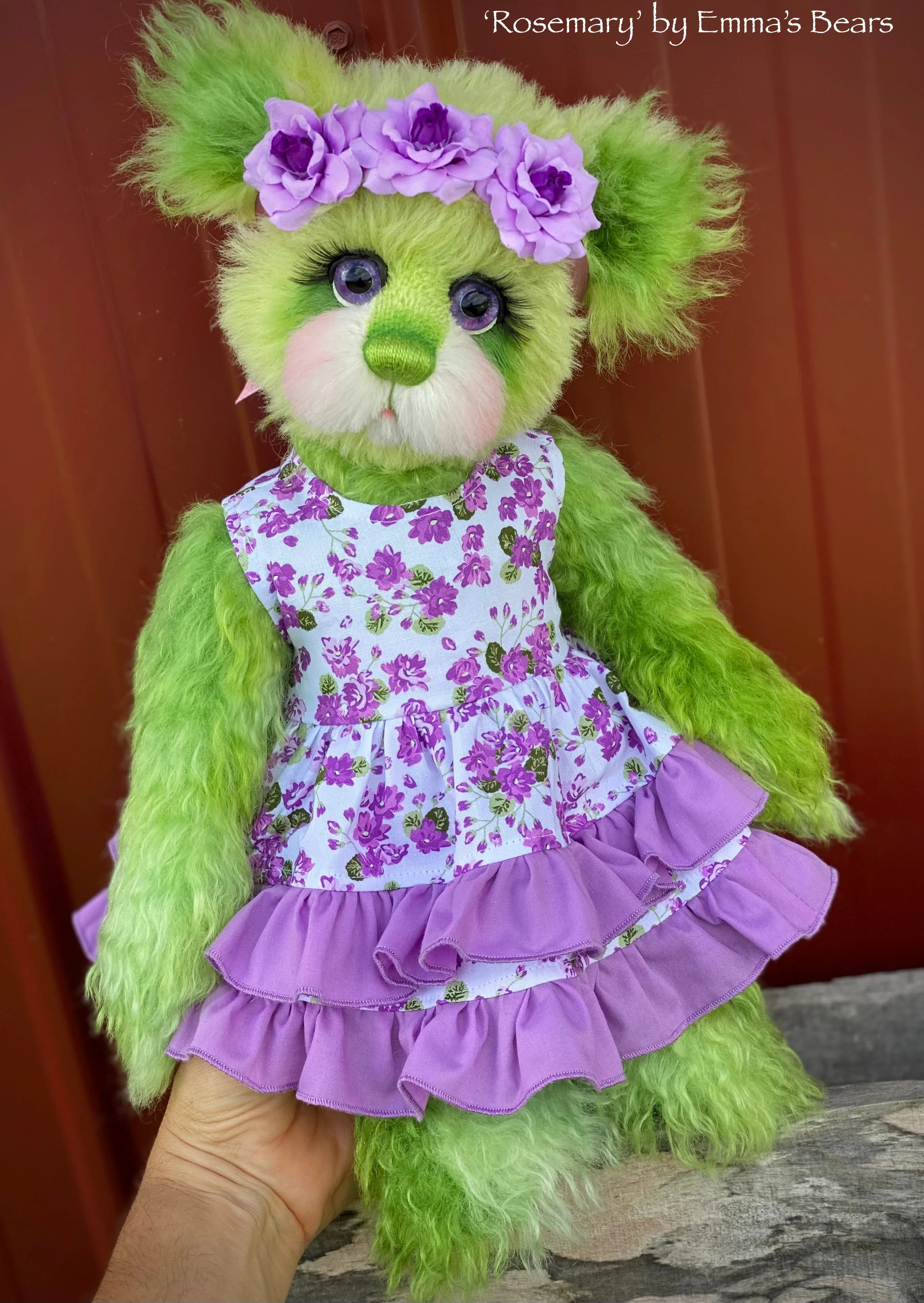 Rosemary - 16" Hand-dyed Curlylocks and Alpaca artist bear by Emma's Bears - OOAK