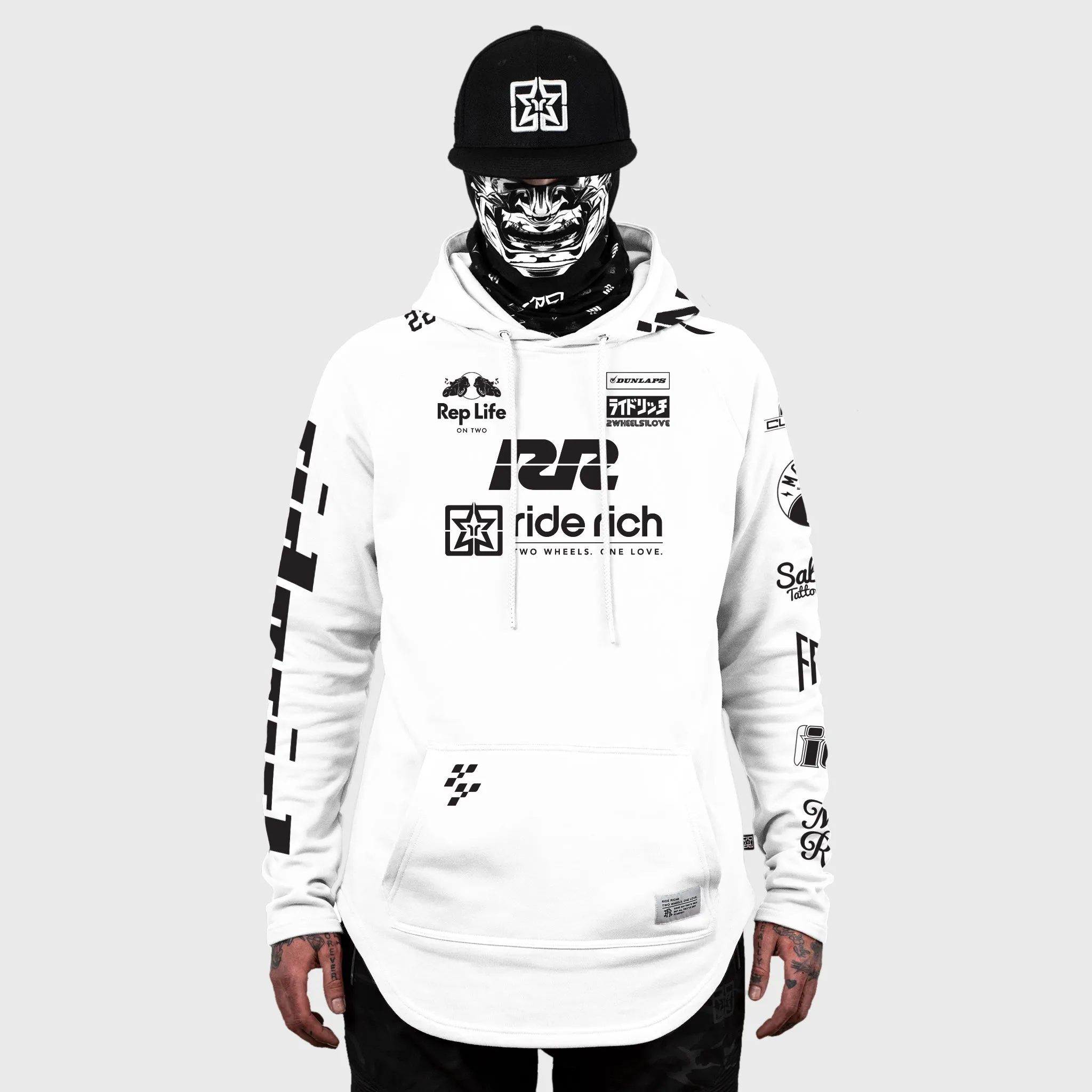 RR Racing Scoop Pullover Hoodie {White}