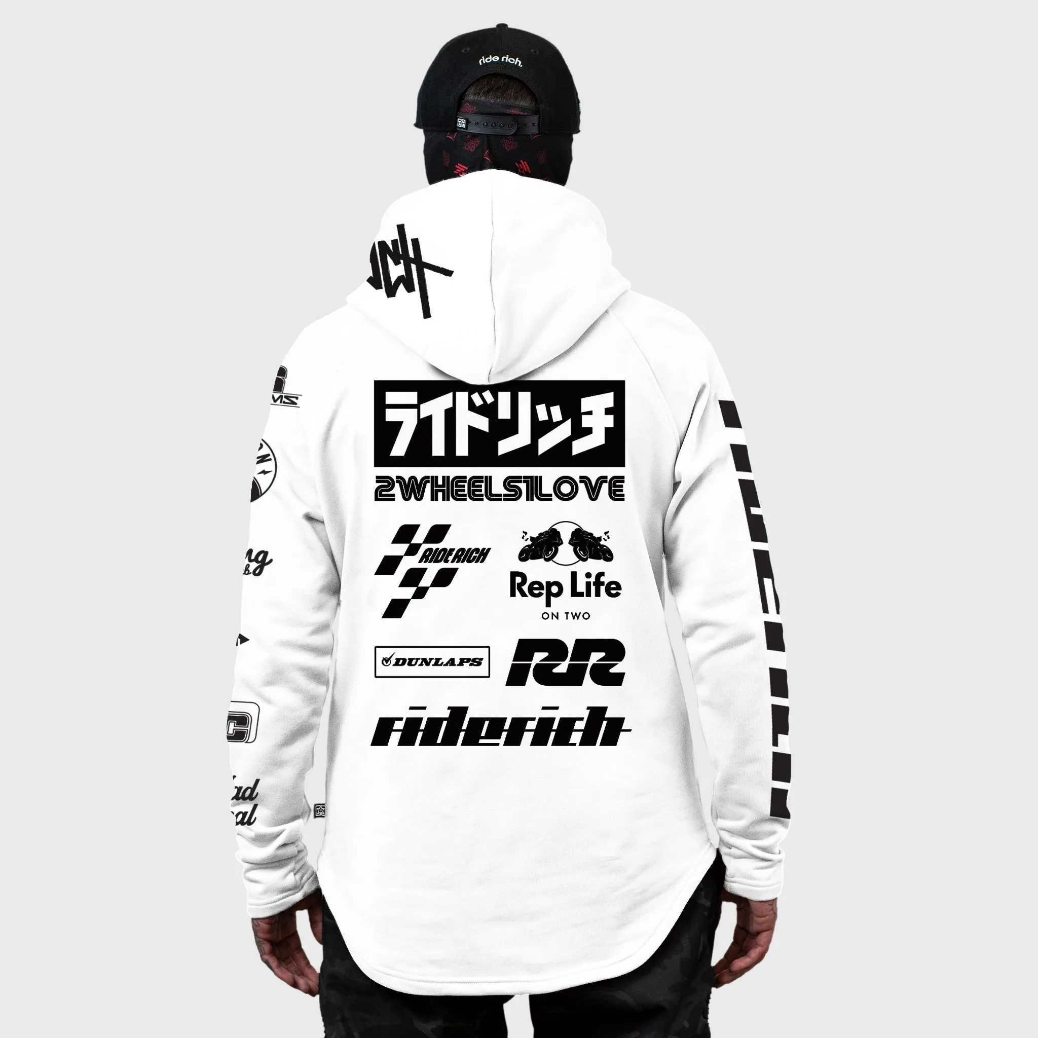 RR Racing Scoop Pullover Hoodie {White}