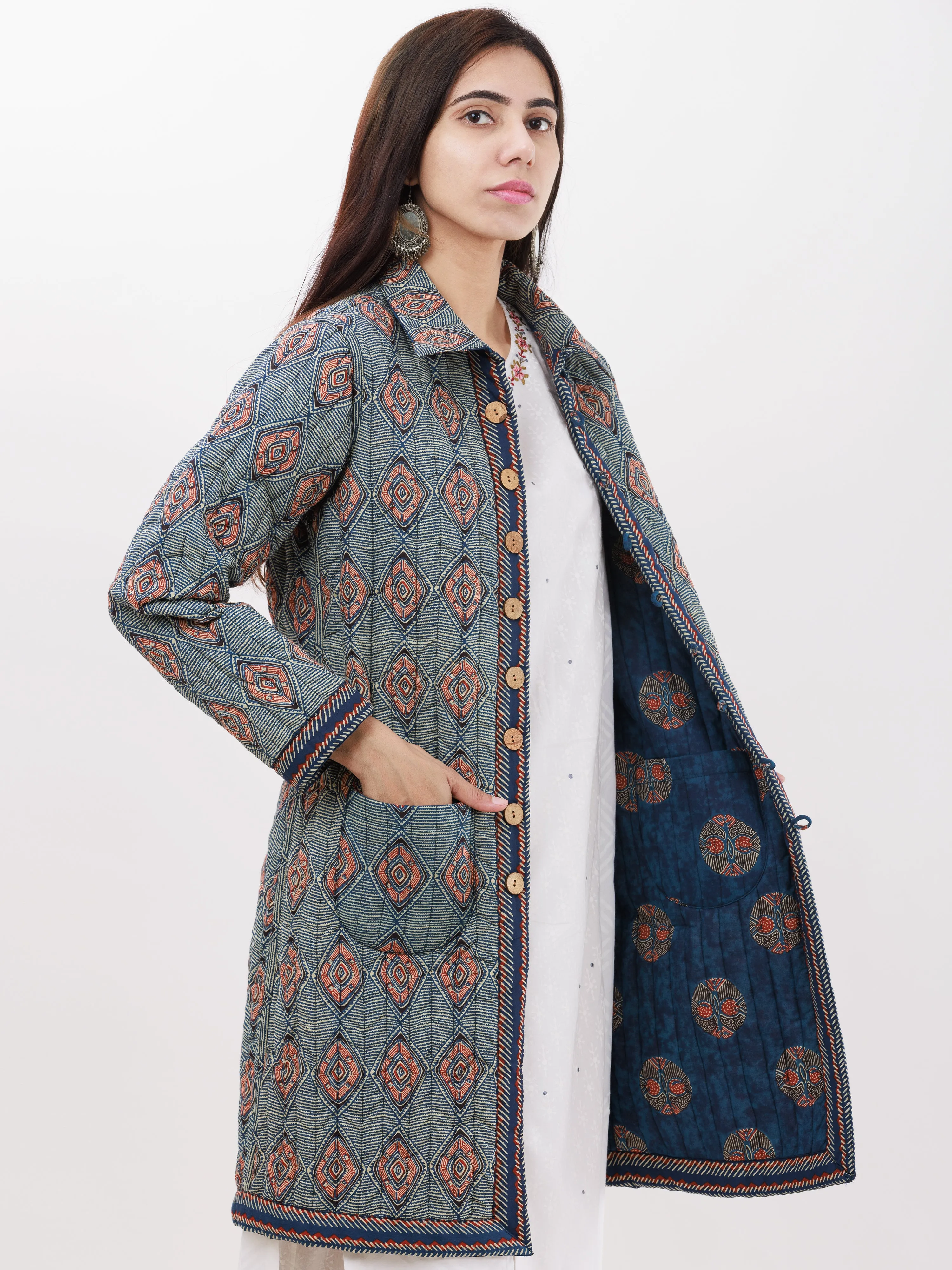 Shishir Neena Ajrakh Quilted Reversible Jacket