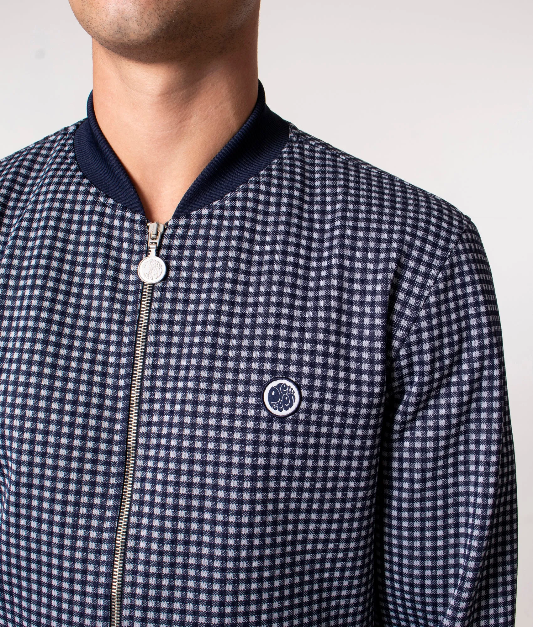 Slim Fit Gingham Bomber Jacket