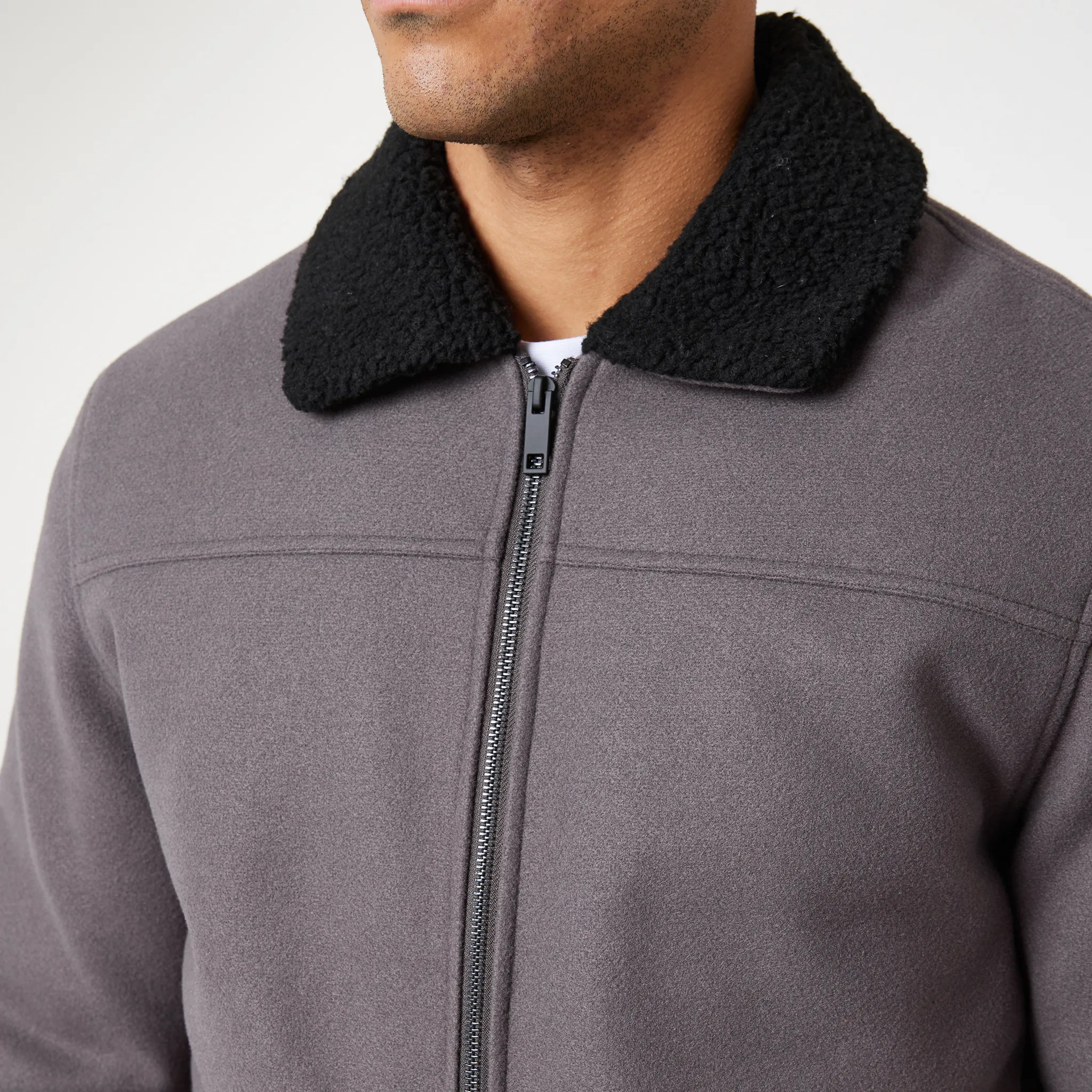 Smart Faux Wool Jacket | Charcoal