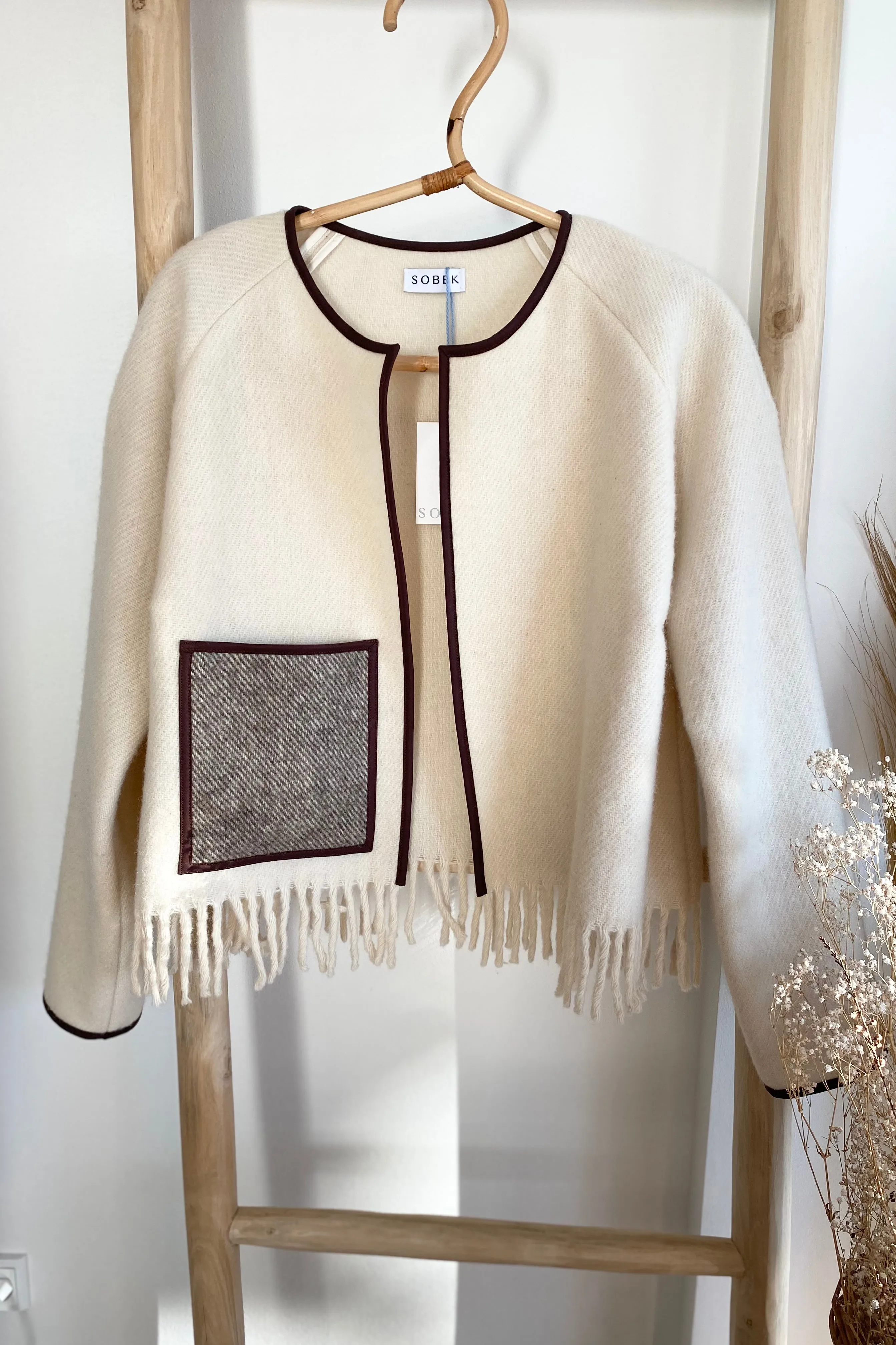 Sobek Short Jacket with Fringe - Cream - S/M