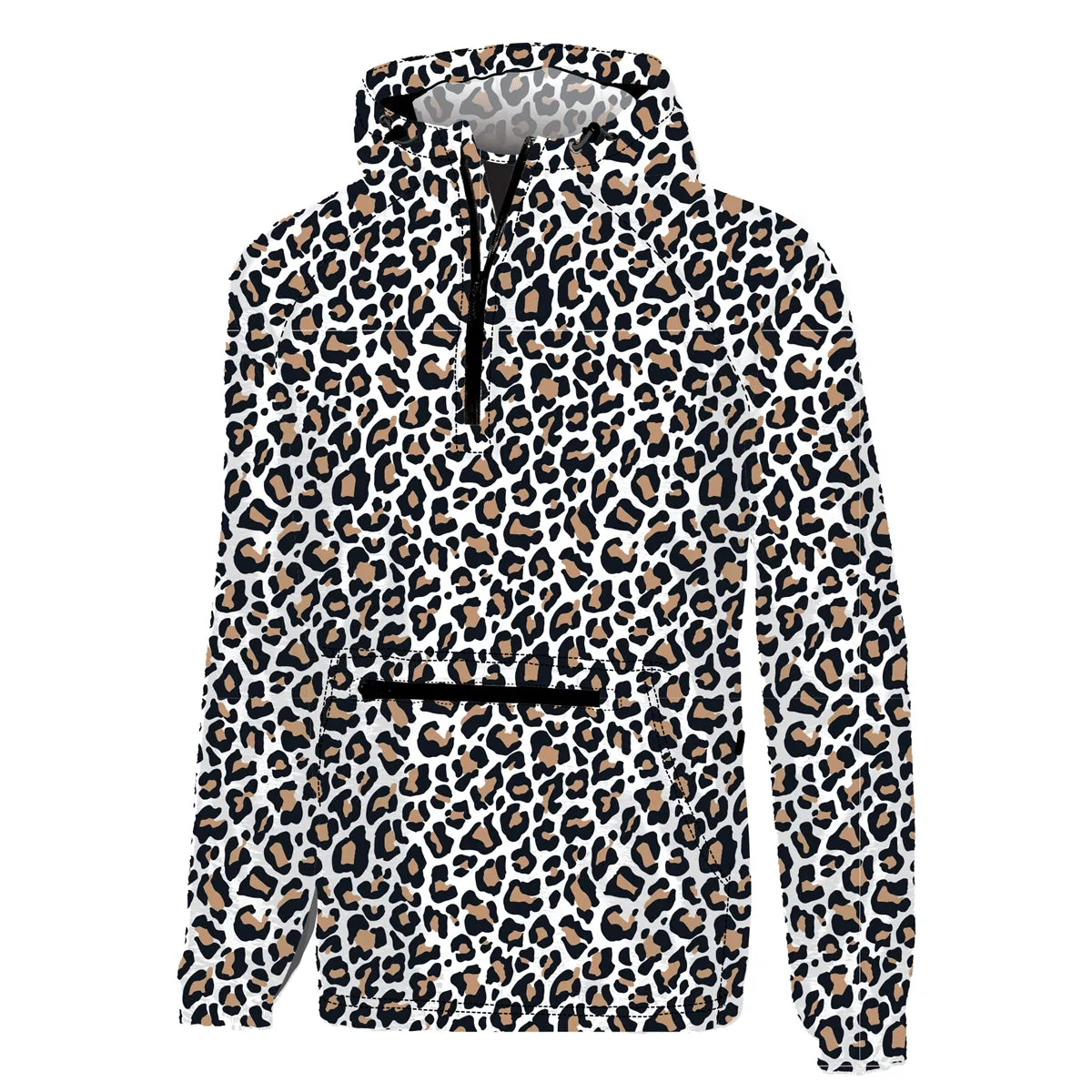 Southern Couture Quarter Zip Wind Breaker - White Leopard