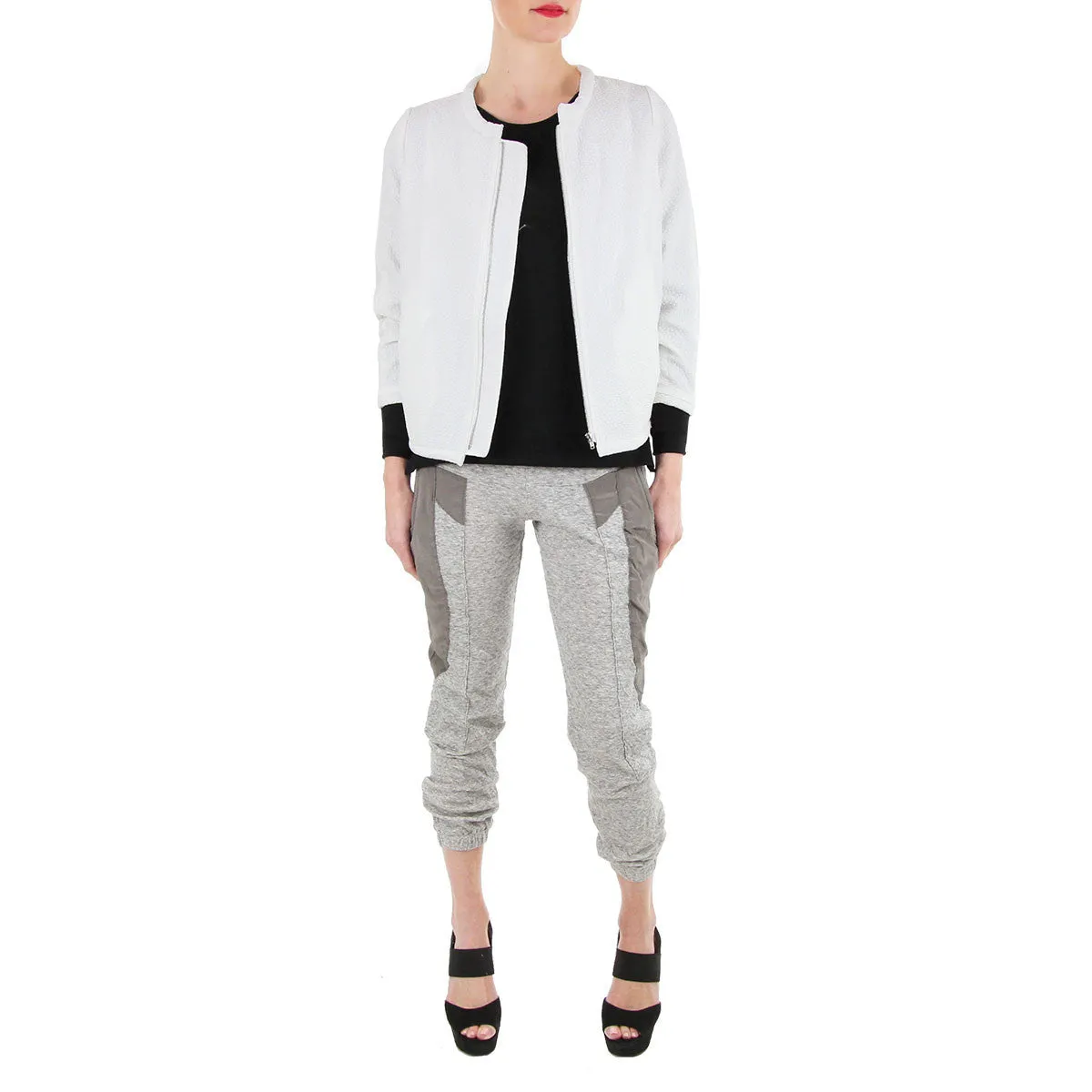 Textured Bomber Jacket in White