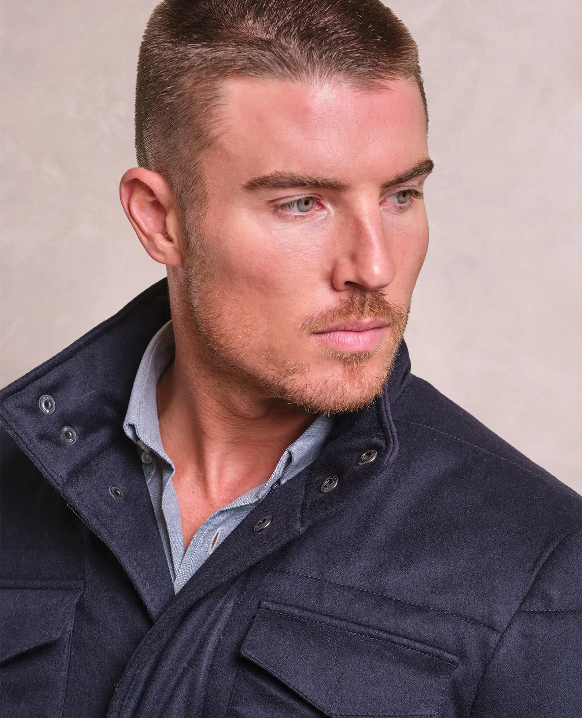 The Bryce - Italian Cashmere Quilted Field Jacket - Blue Midnight