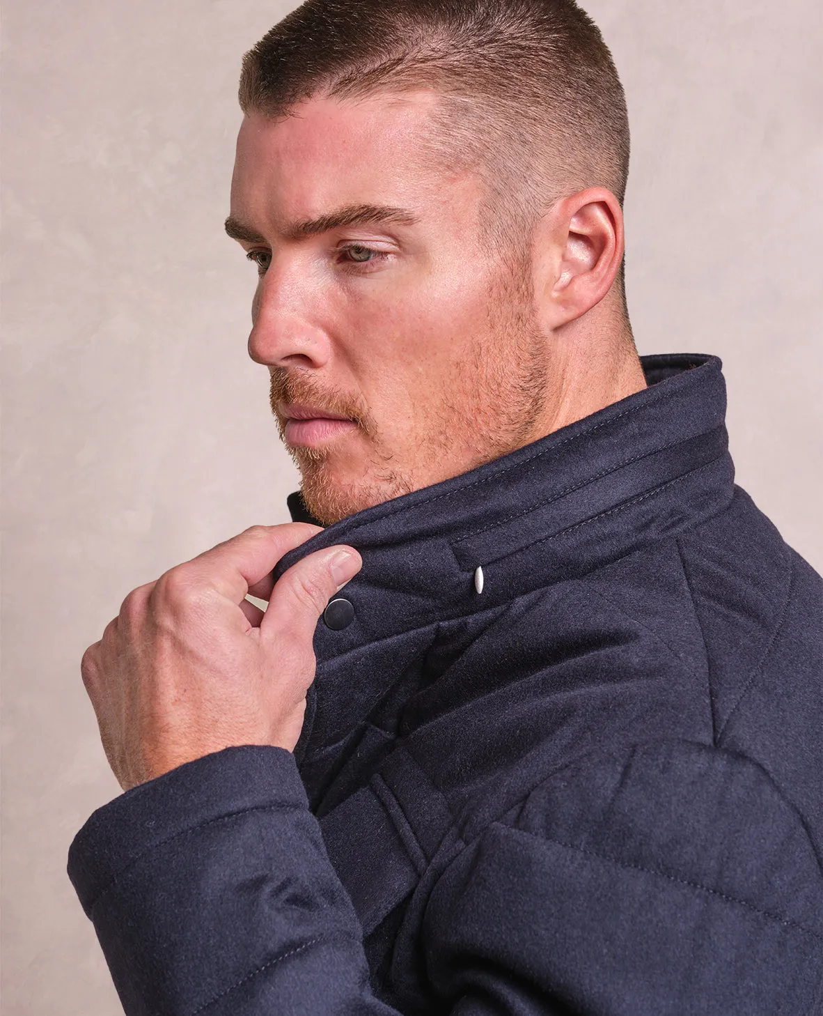 The Bryce - Italian Cashmere Quilted Field Jacket - Blue Midnight