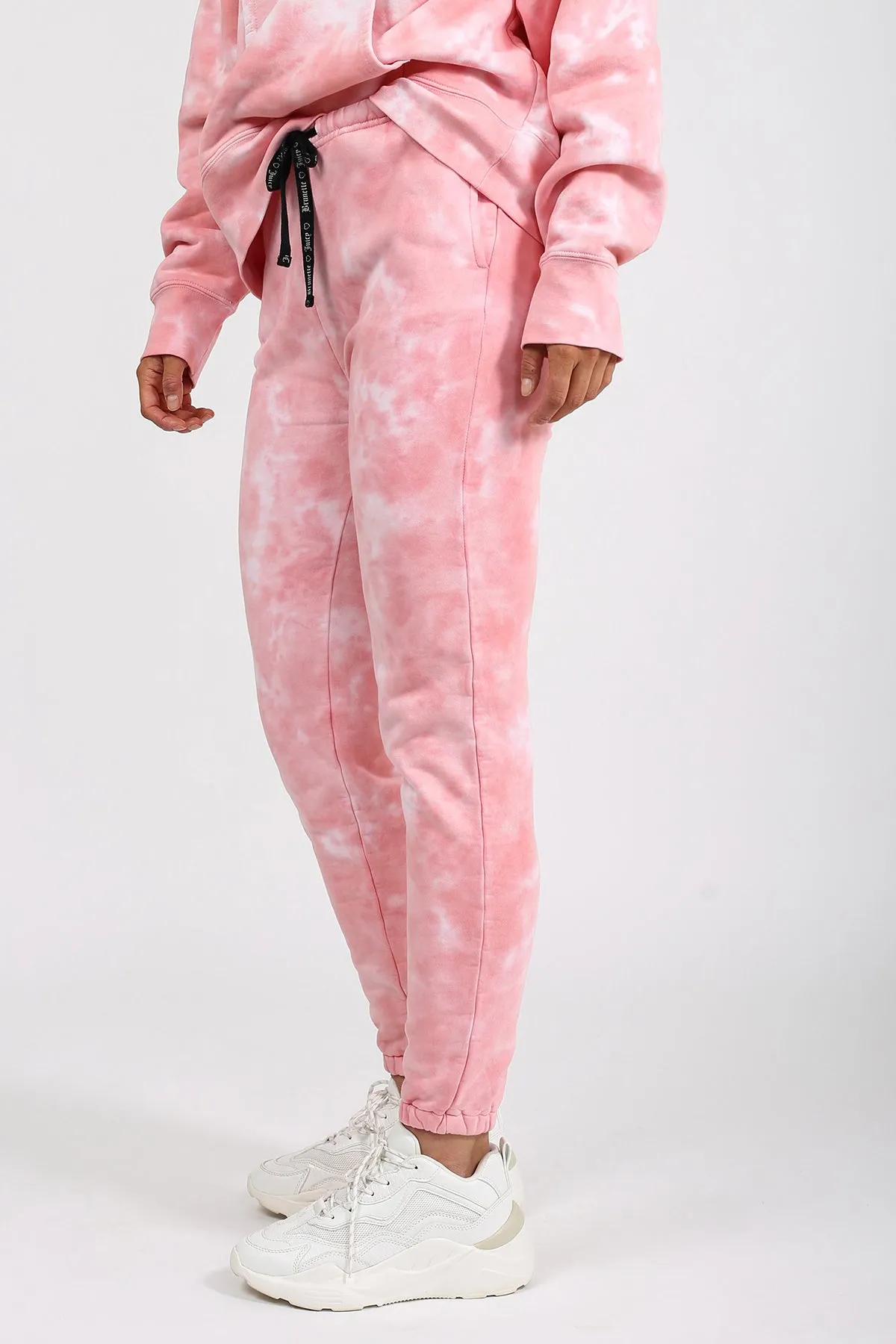 The "BRUNETTE HEARTS JUICY" Best Friend Pink Marble Tie-Dye Jogger