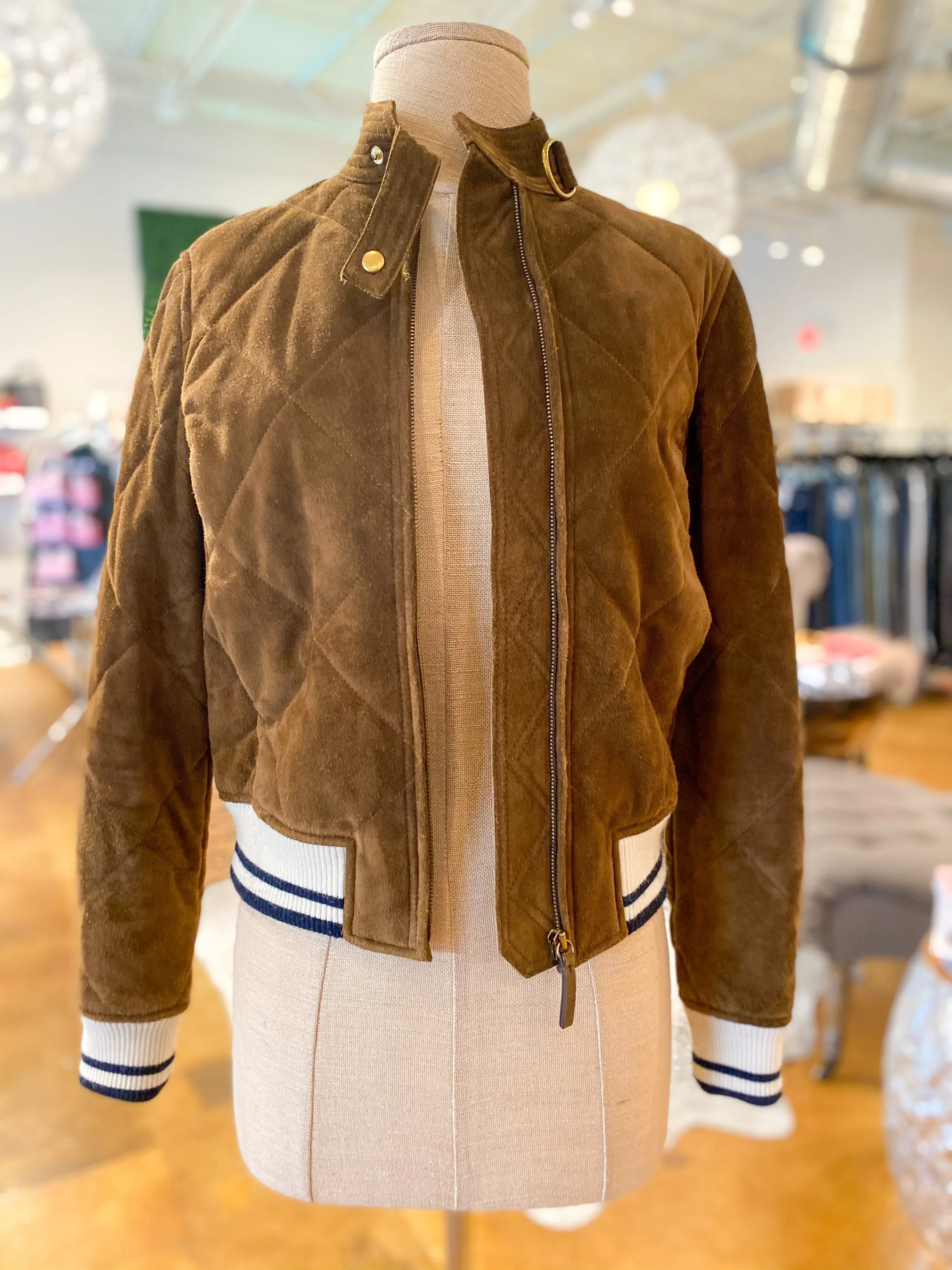 Tory Burch Suede Bomber Jacket