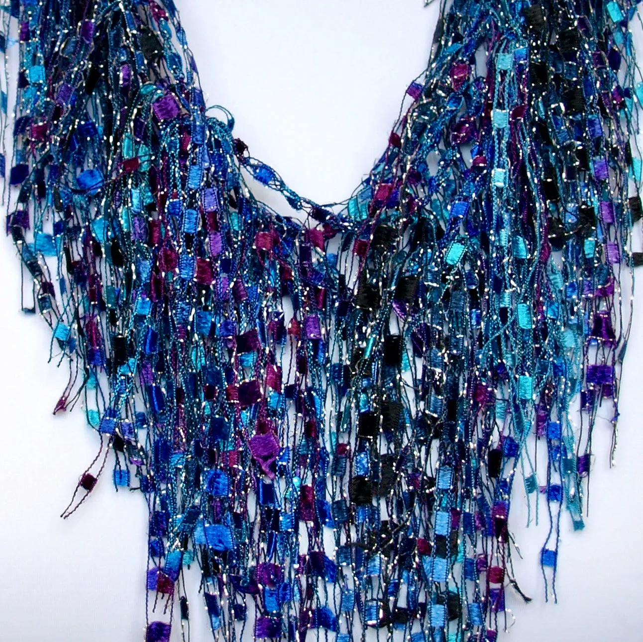 Turquoise Purple Black Scarf Necklace