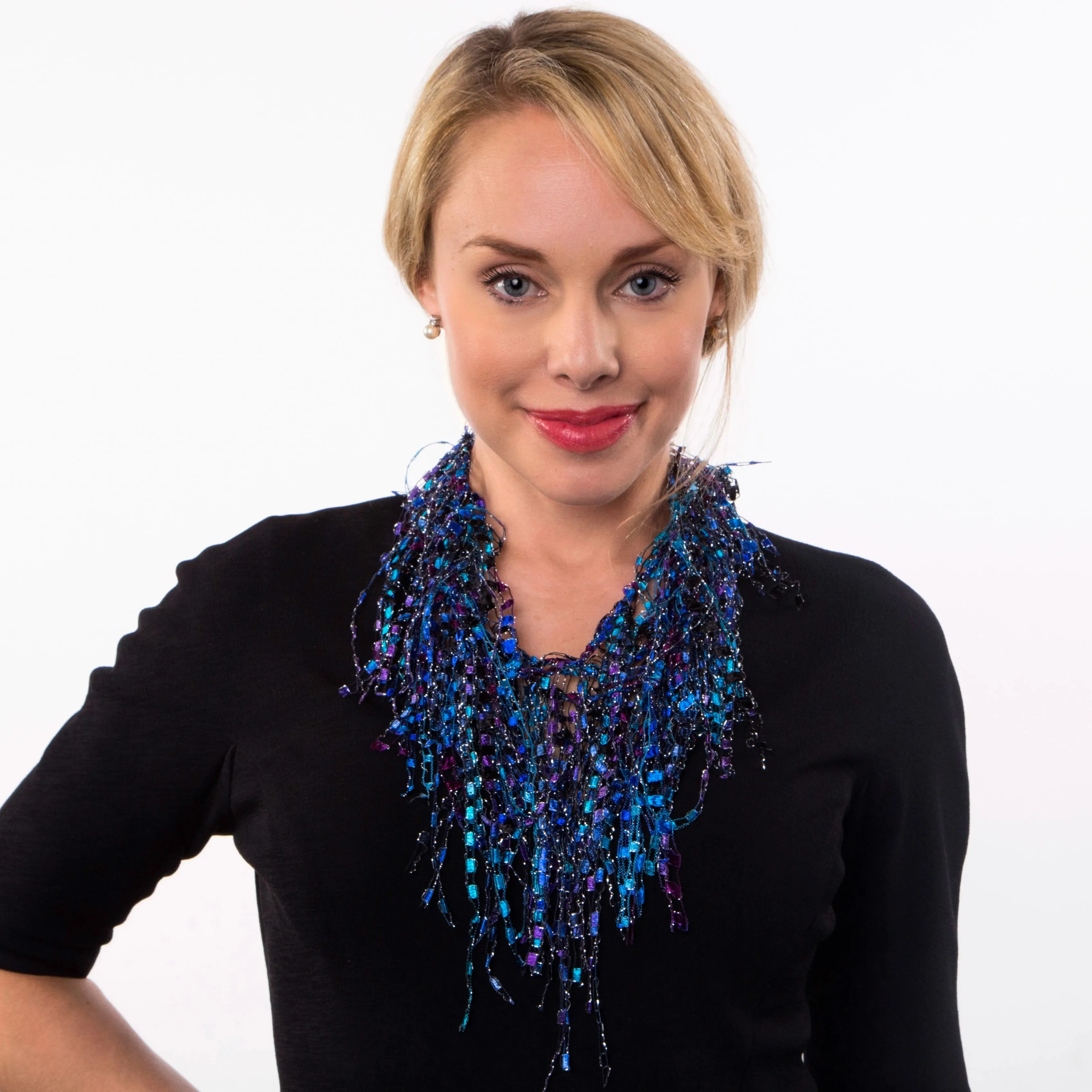 Turquoise Purple Black Scarf Necklace