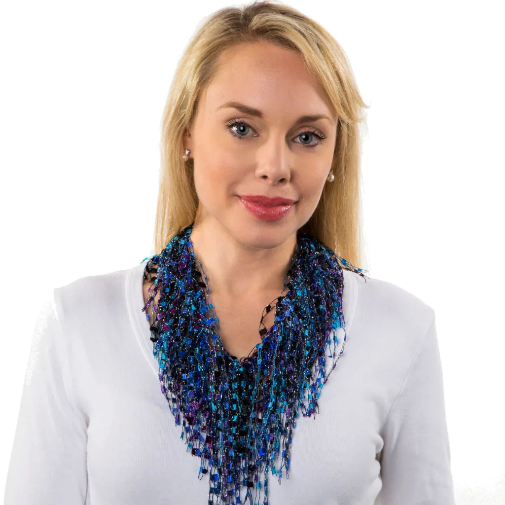 Turquoise Purple Black Scarf Necklace