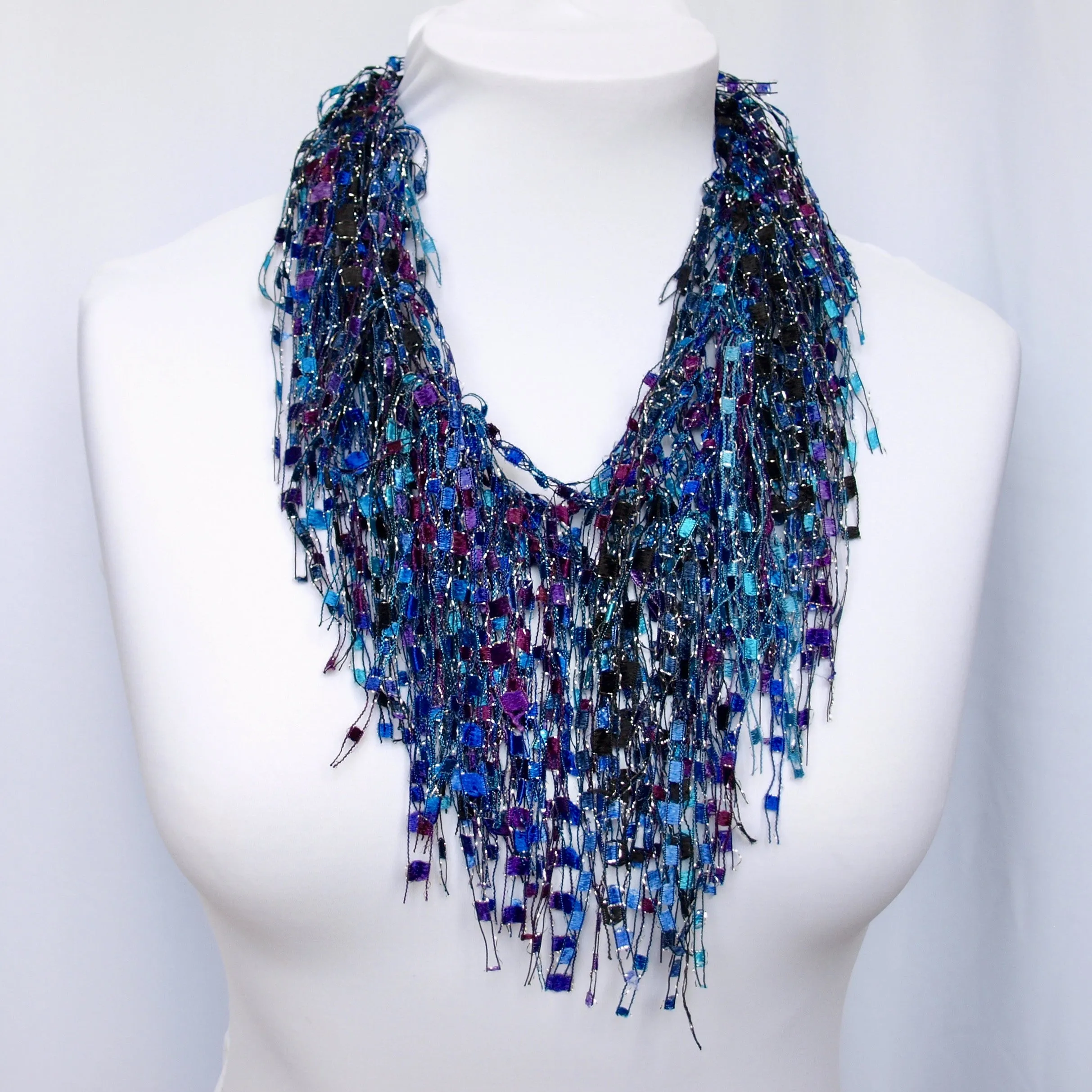 Turquoise Purple Black Scarf Necklace