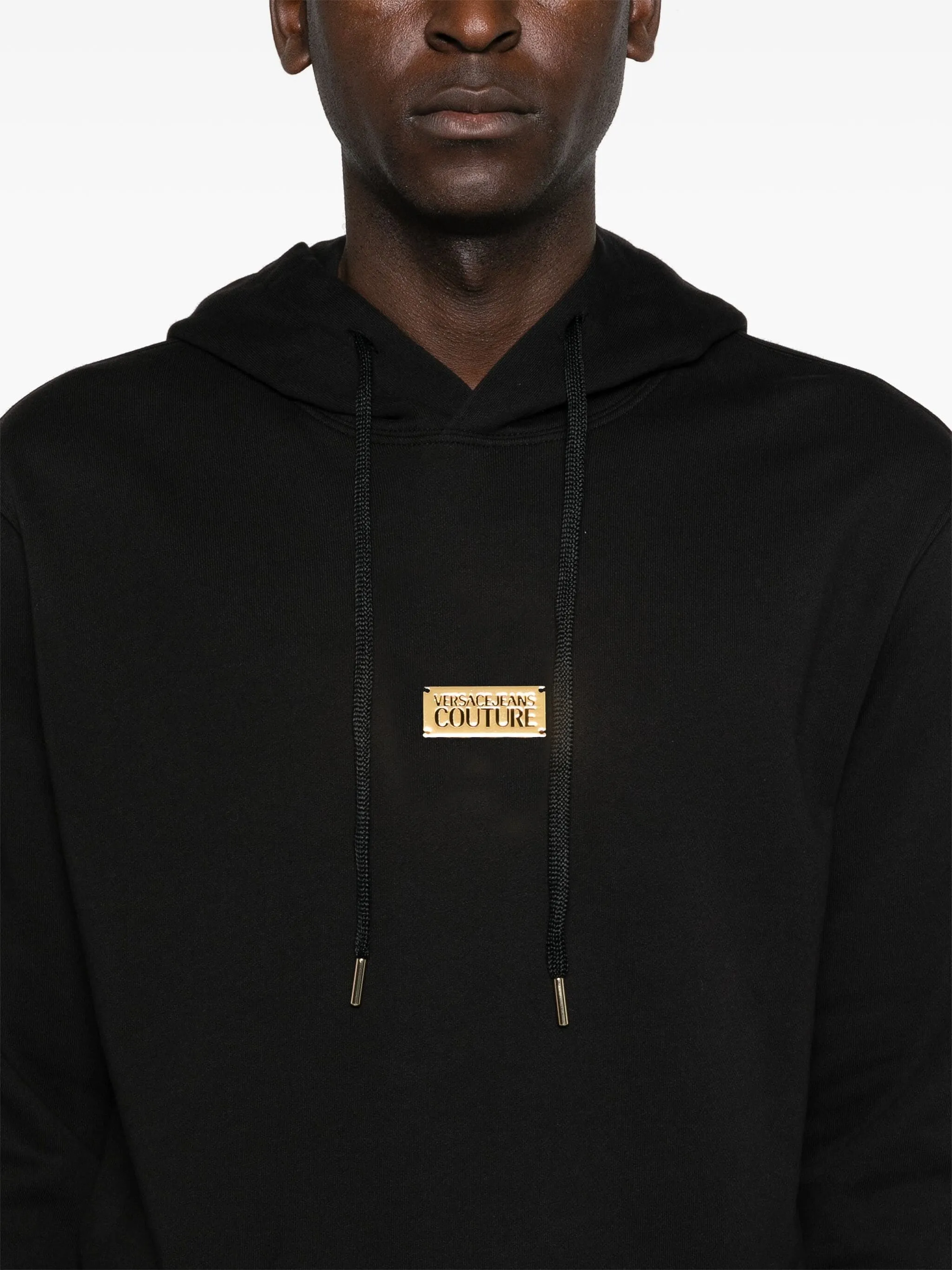 VERSACE JEANS COUTURE LOGO-PLAQUE HOODIE