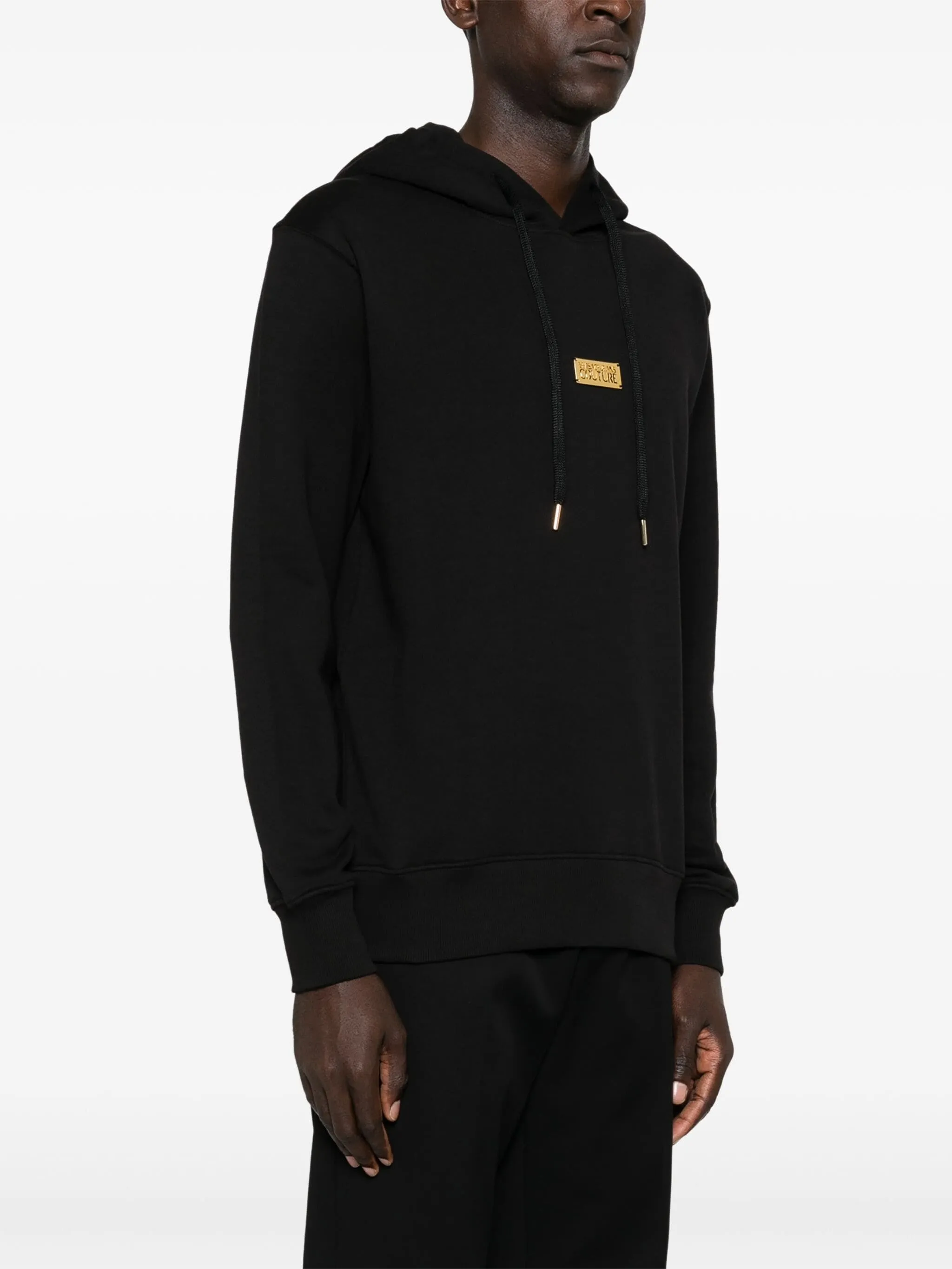 VERSACE JEANS COUTURE LOGO-PLAQUE HOODIE