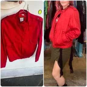 Vintage 70s 80s | Red Members Only Style 80s Bomber Jacket | Size M