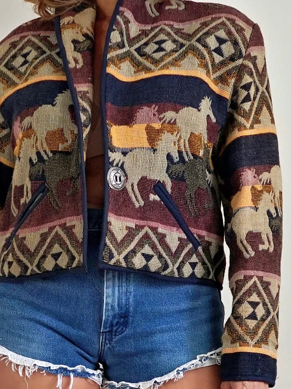 Vintage Western Tapestry Horse Jacket