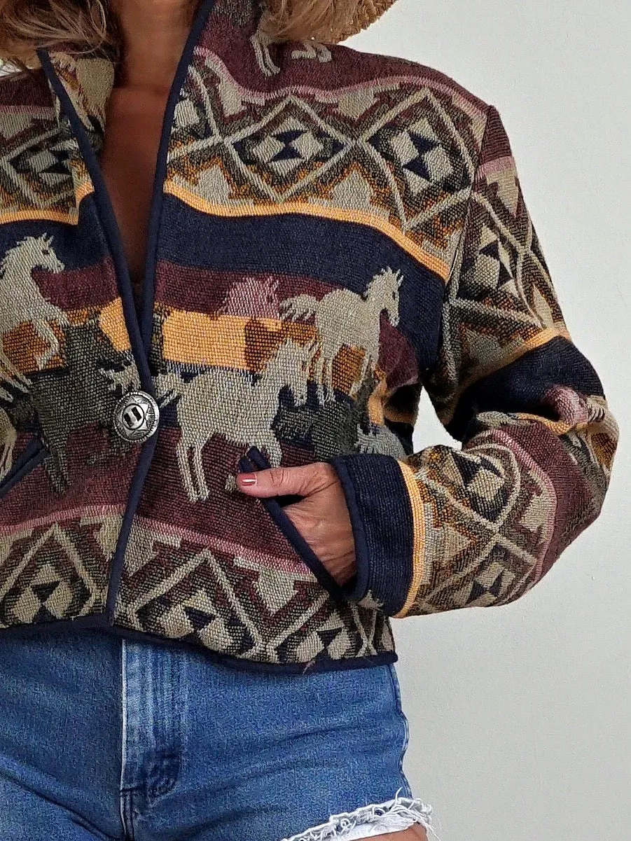 Vintage Western Tapestry Horse Jacket