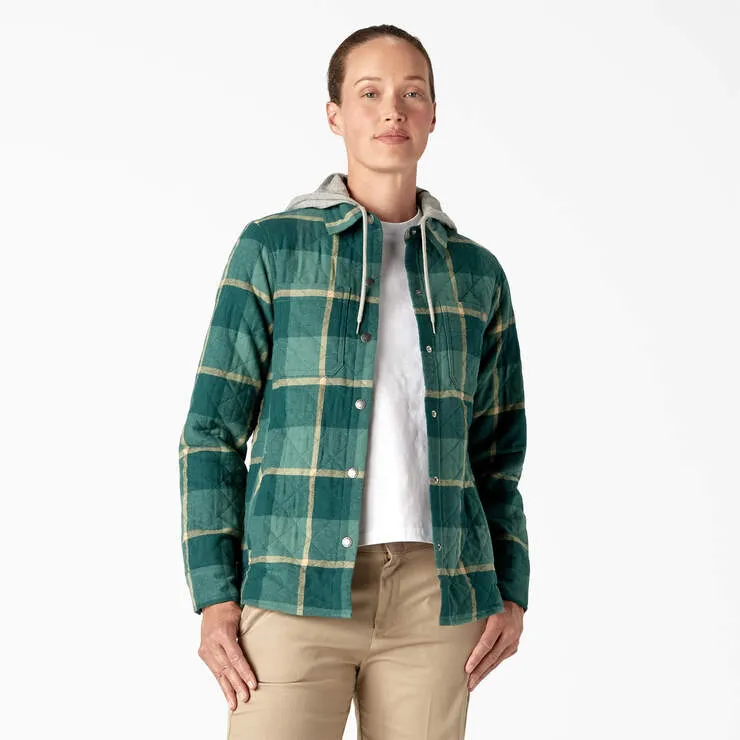 W Flannel Hooded Shirt Jacket