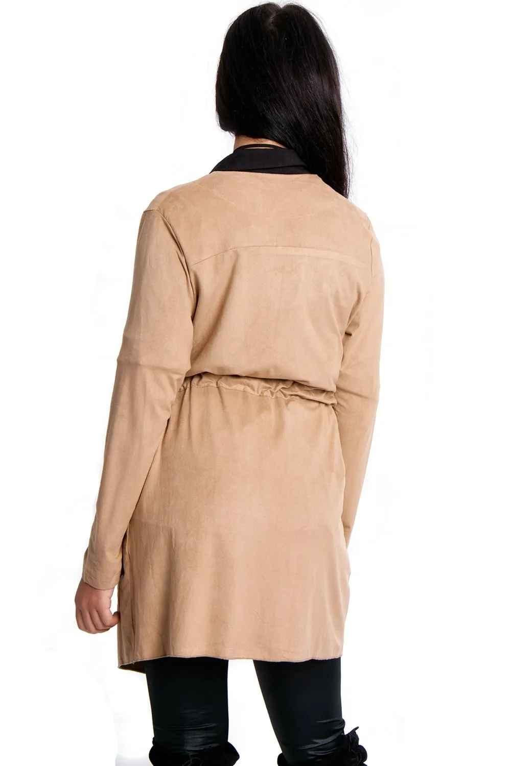 Waterfall Faux Suede Belt Jacket