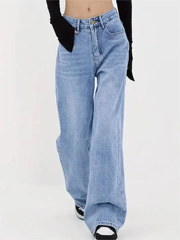 Wenkouban Baggy boyfriend jeans with an embroidered motif on the back