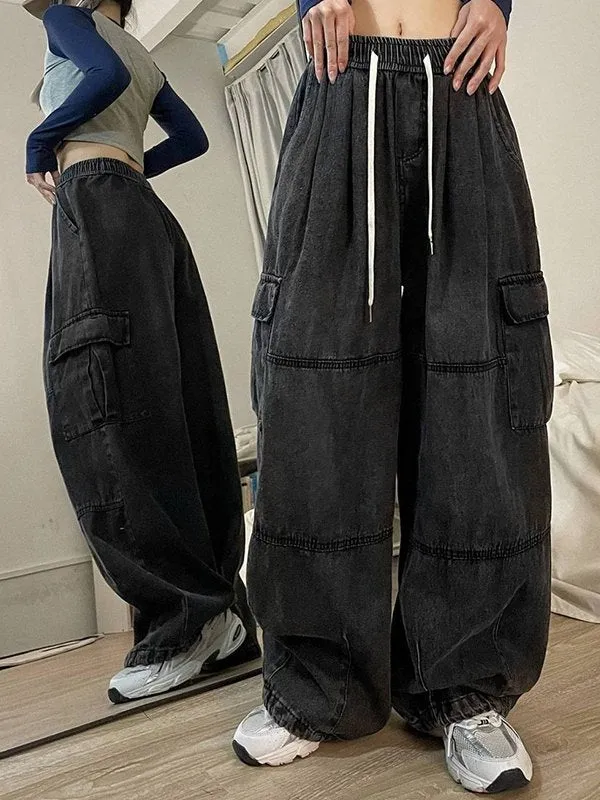 Wenkouban Dark vintage punk baggy cargo jeans