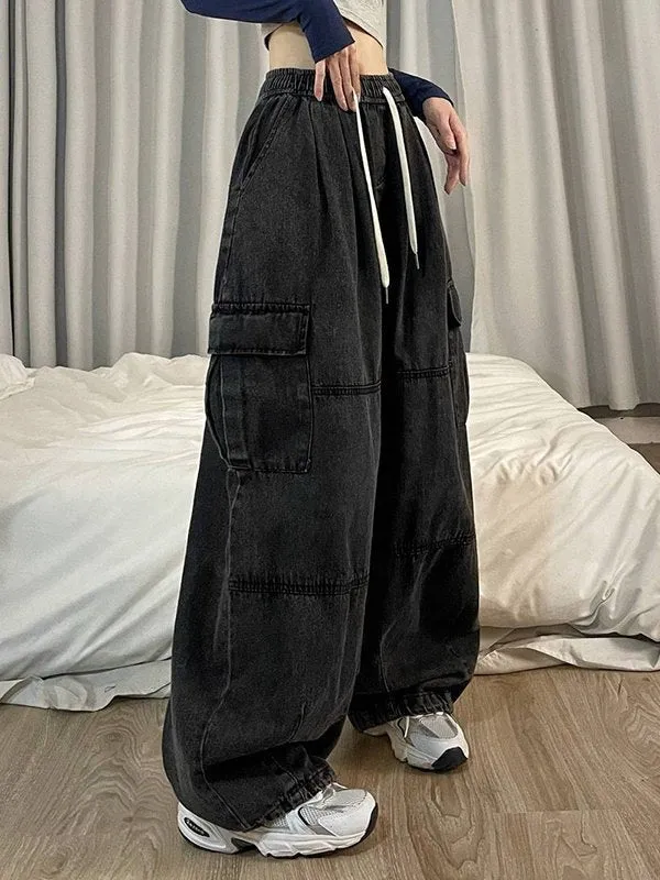 Wenkouban Dark vintage punk baggy cargo jeans