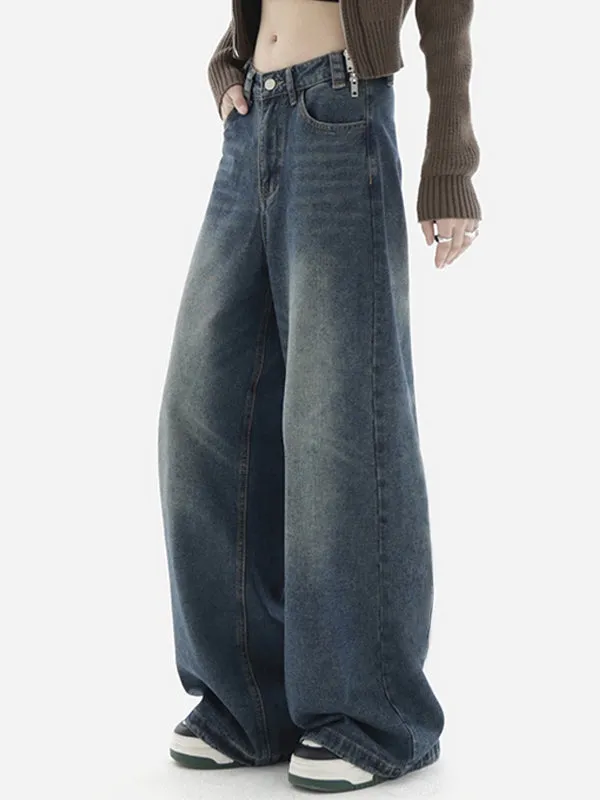 Wenkouban Vintage baggy boyfriend jeans with washed effect