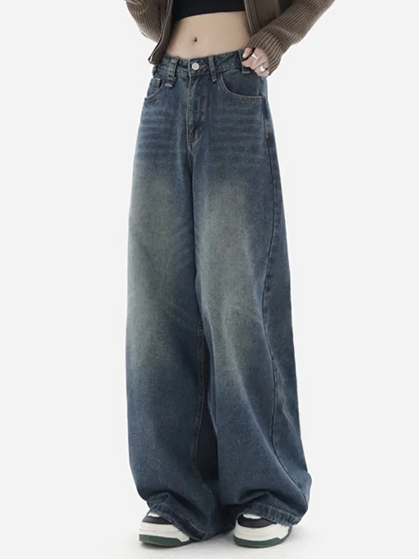 Wenkouban Vintage baggy boyfriend jeans with washed effect