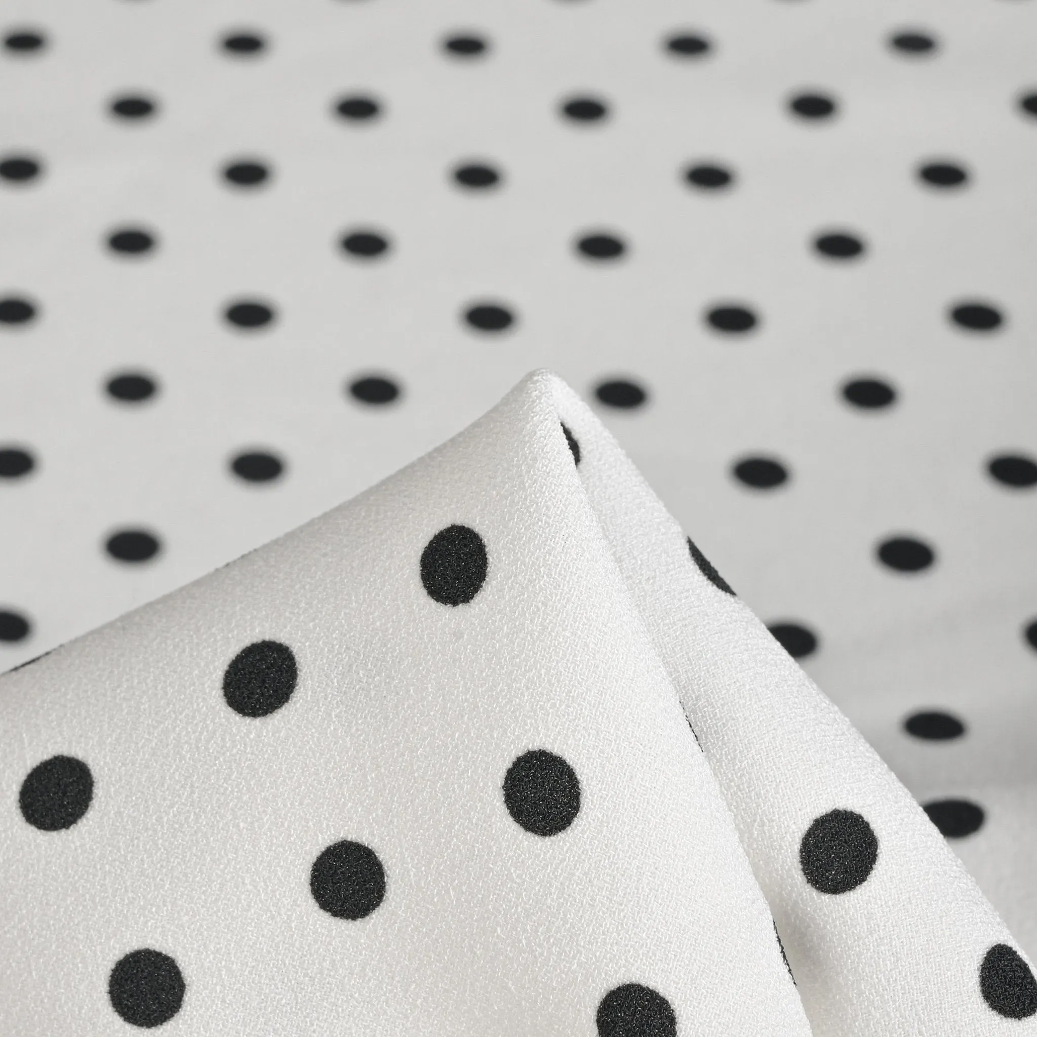 White Polka Dot Crepe Fabric 3475