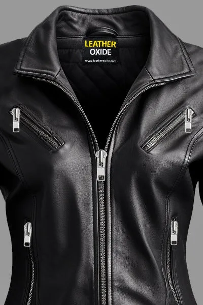 Women Dasha Designer Black Leather Jacket