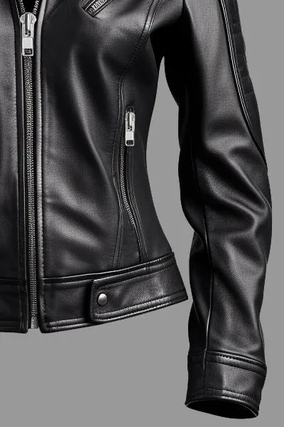 Women Dasha Designer Black Leather Jacket