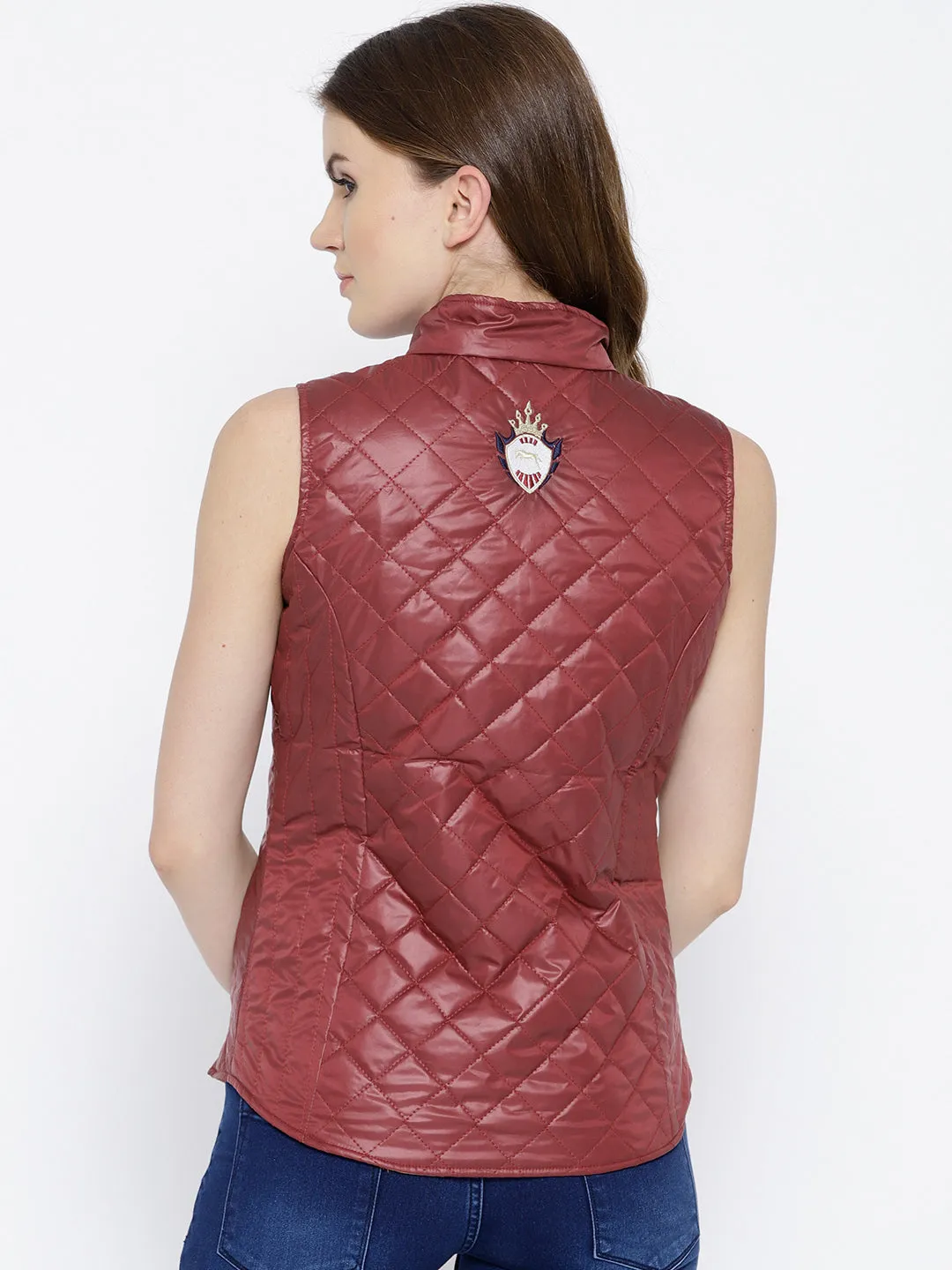 Women Red Quilted Jacket