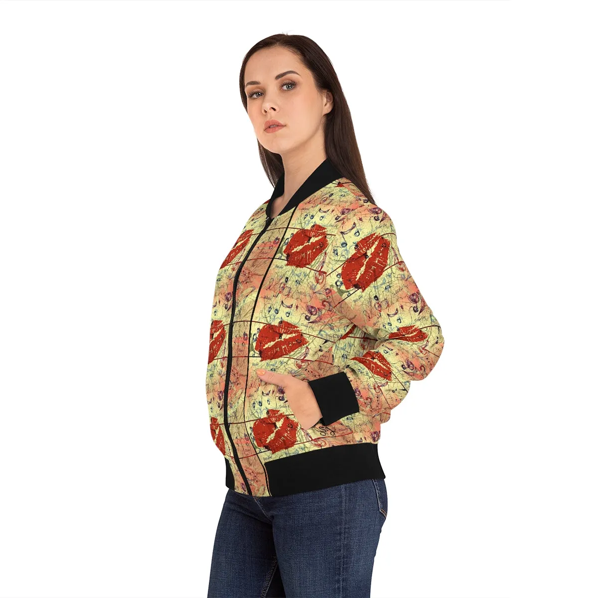 Women's Bomber Jacket (AOP) LOVE 4 MUSIC