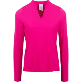 Womens Dri-Fit ADV Ace LS Polo Pink Prime - SS22