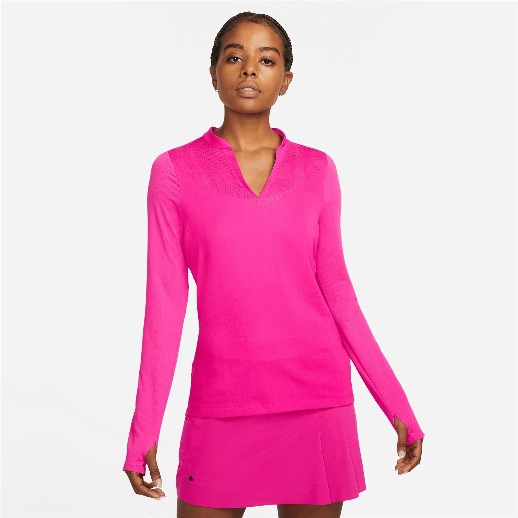 Womens Dri-Fit ADV Ace LS Polo Pink Prime - SS22