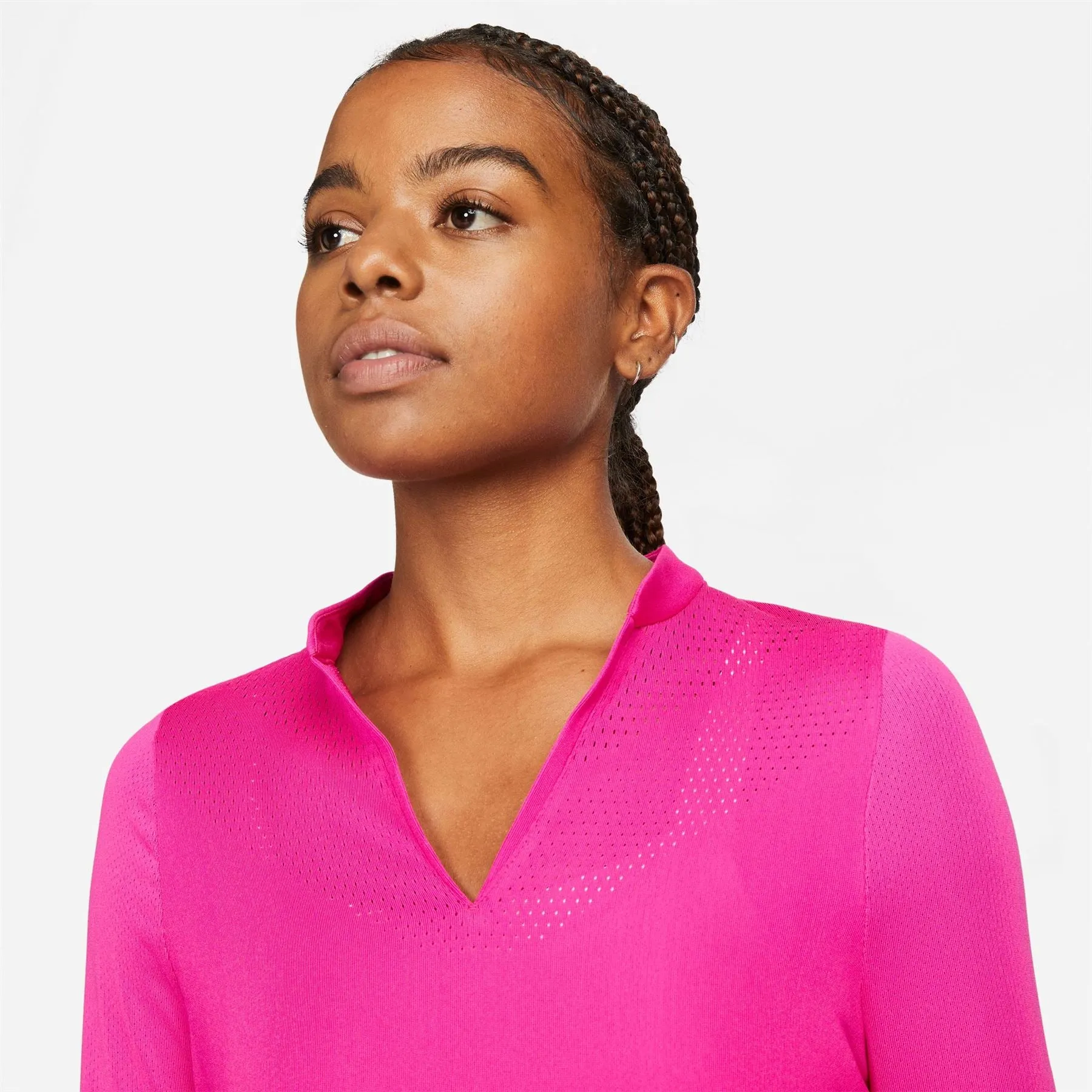 Womens Dri-Fit ADV Ace LS Polo Pink Prime - SS22