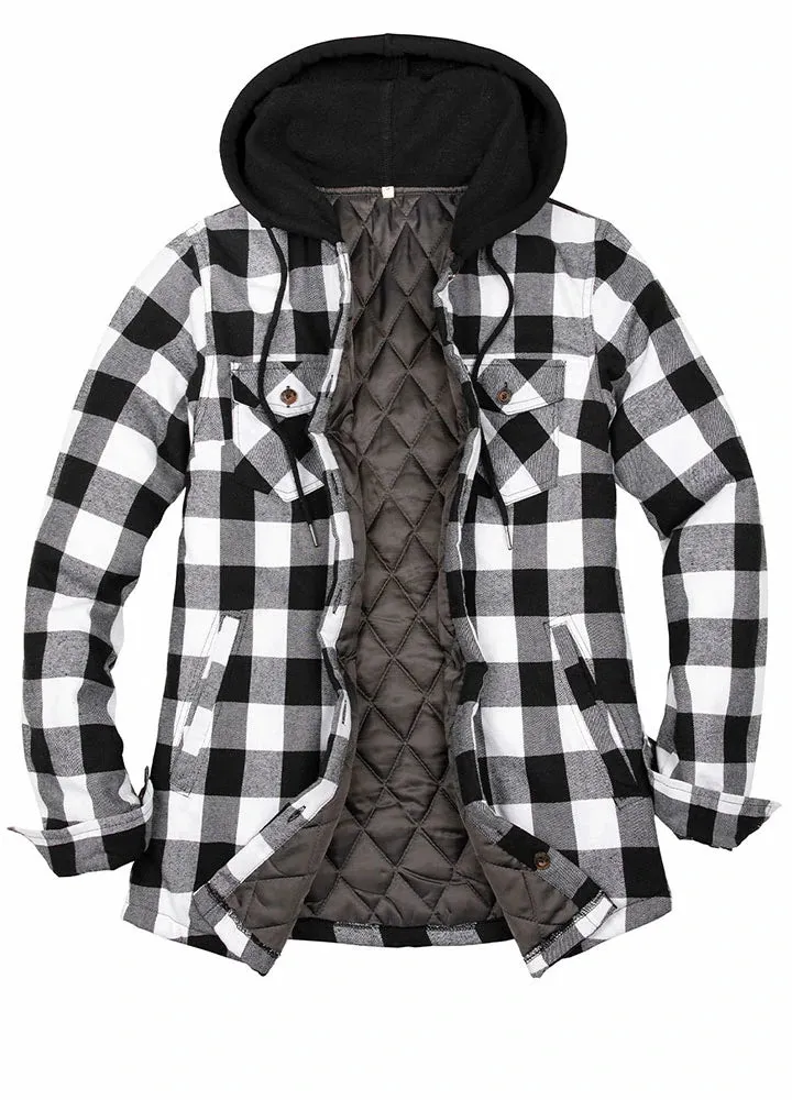 Women's Matching Family Black White Quilted Flannel Hoodie