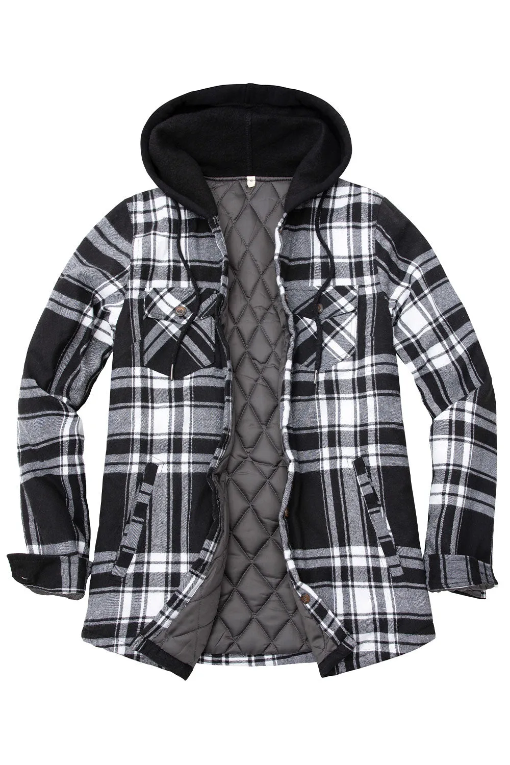 Women's Matching Family Black White Quilted Flannel Hoodie