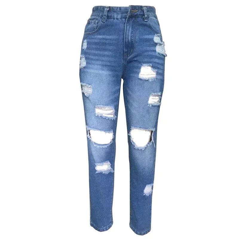 Women's Nine-point With Elastic Waist Loose Versatile Spring Summer Thin Style Jeans