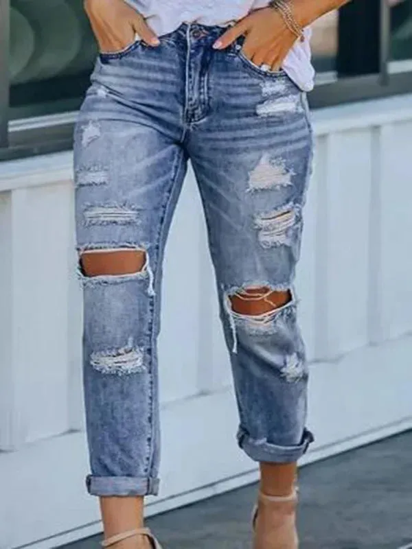 Women's Nine-point With Elastic Waist Loose Versatile Spring Summer Thin Style Jeans