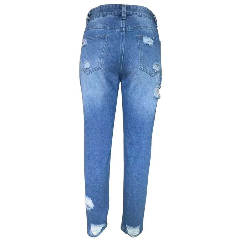 Women's Nine-point With Elastic Waist Loose Versatile Spring Summer Thin Style Jeans