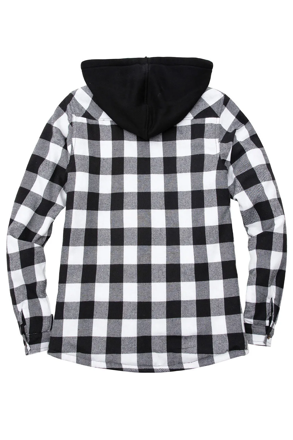 Women's Quilted Lined Hooded Plaid Flannel Shirt Jacket with Hood