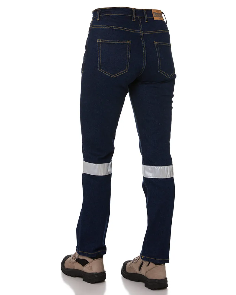 Womens Taped Stretch Jeans - Denim