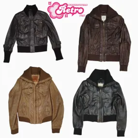 Y2K Leather Bomber Jacket