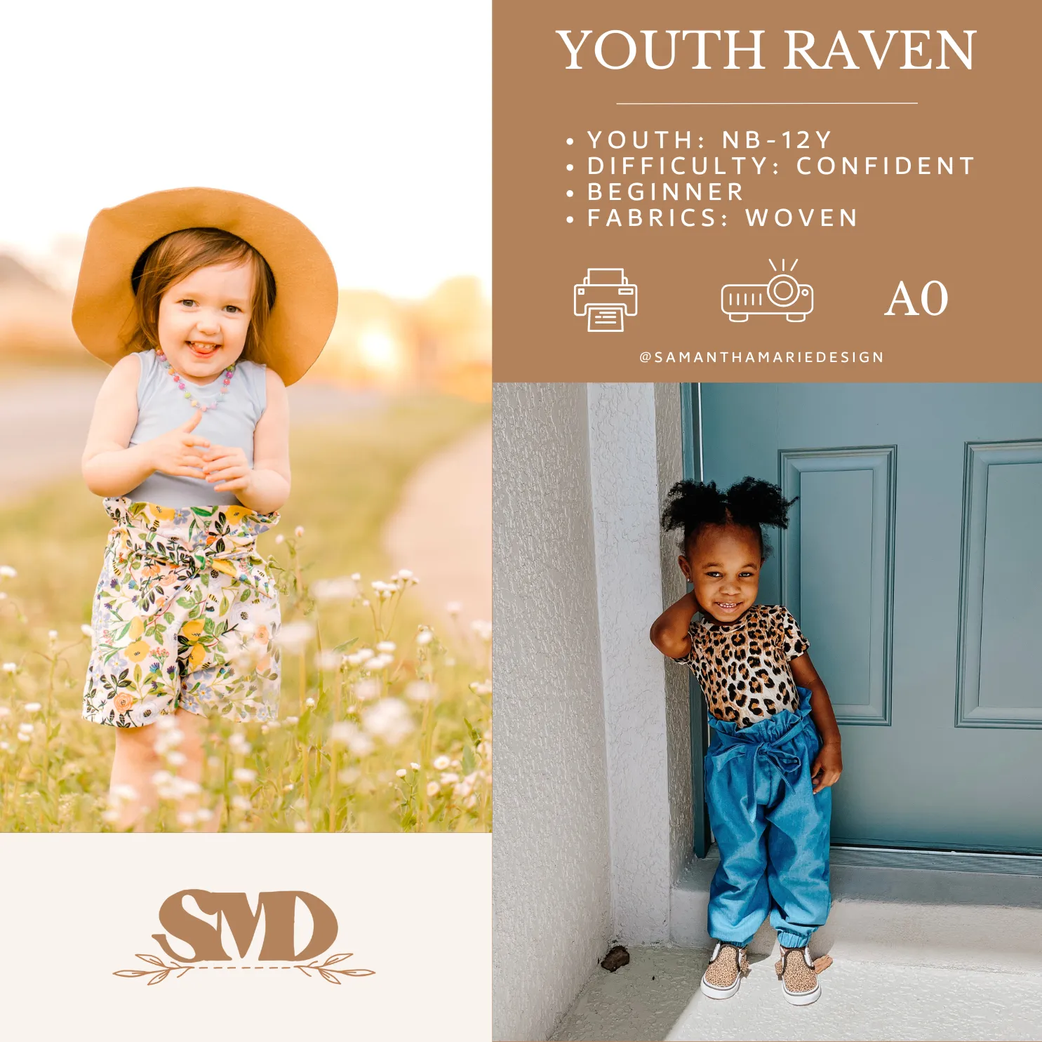 Youth Raven Shorts and Pants Digital Sewing Pattern Sizes NB-12Y